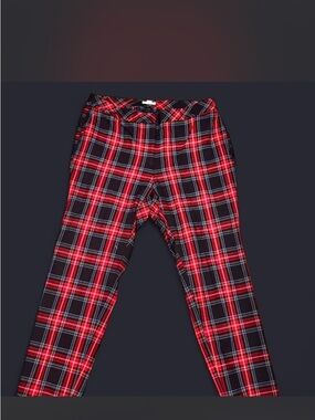 J. Jill Red and Black Plaid Stretch Pants